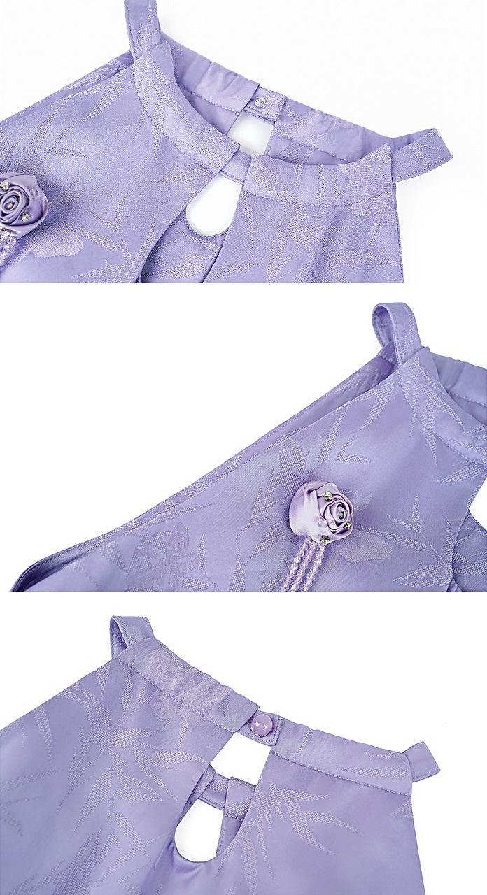 HECO Sleeveless Halterneck Handmade Rose Tassel Vest - BACK.