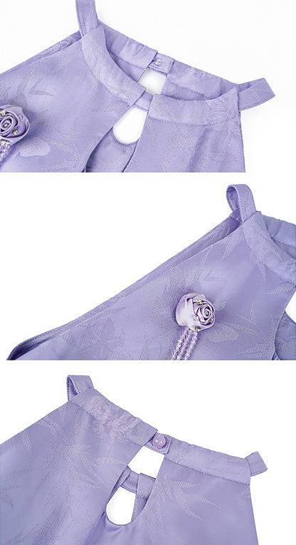 HECO Sleeveless Halterneck Handmade Rose Tassel Vest - BACK.