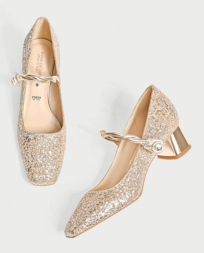 Pjjuu  Champagne Gold wedding bridal Mary Jane pumps  - Vienna