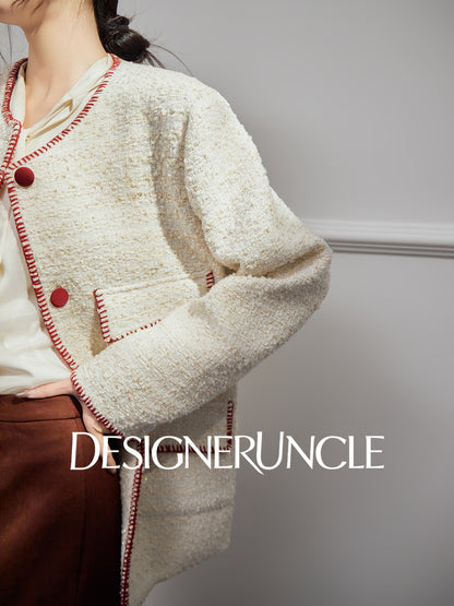 DGU|Off-white woolen jacket fragrance design jacket retro cropped top - SUDDEN.