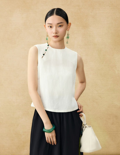 HECO Chinese Diagonal Jacquard Round Neck Vest - HOVER.