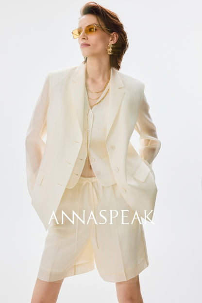 ANNASPEAK  mulberry silk cool silk haute couture upright suit vest set-ANCHOR.