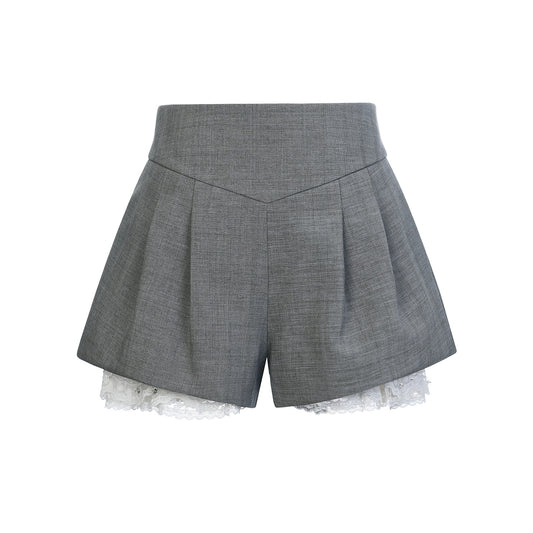 FAME Rococo embroidered trim shorts slacks - KAMAU