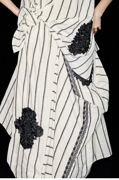 M essential Mackay designer yarn-dyed paismi embroidered knot top skirt set  - Zen.