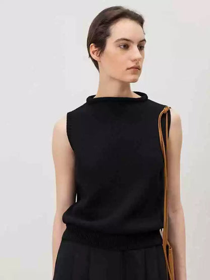 Nothing Written Knitted Vest Women's Summer 2025 New Korean Designer Slim Sleeveless Top