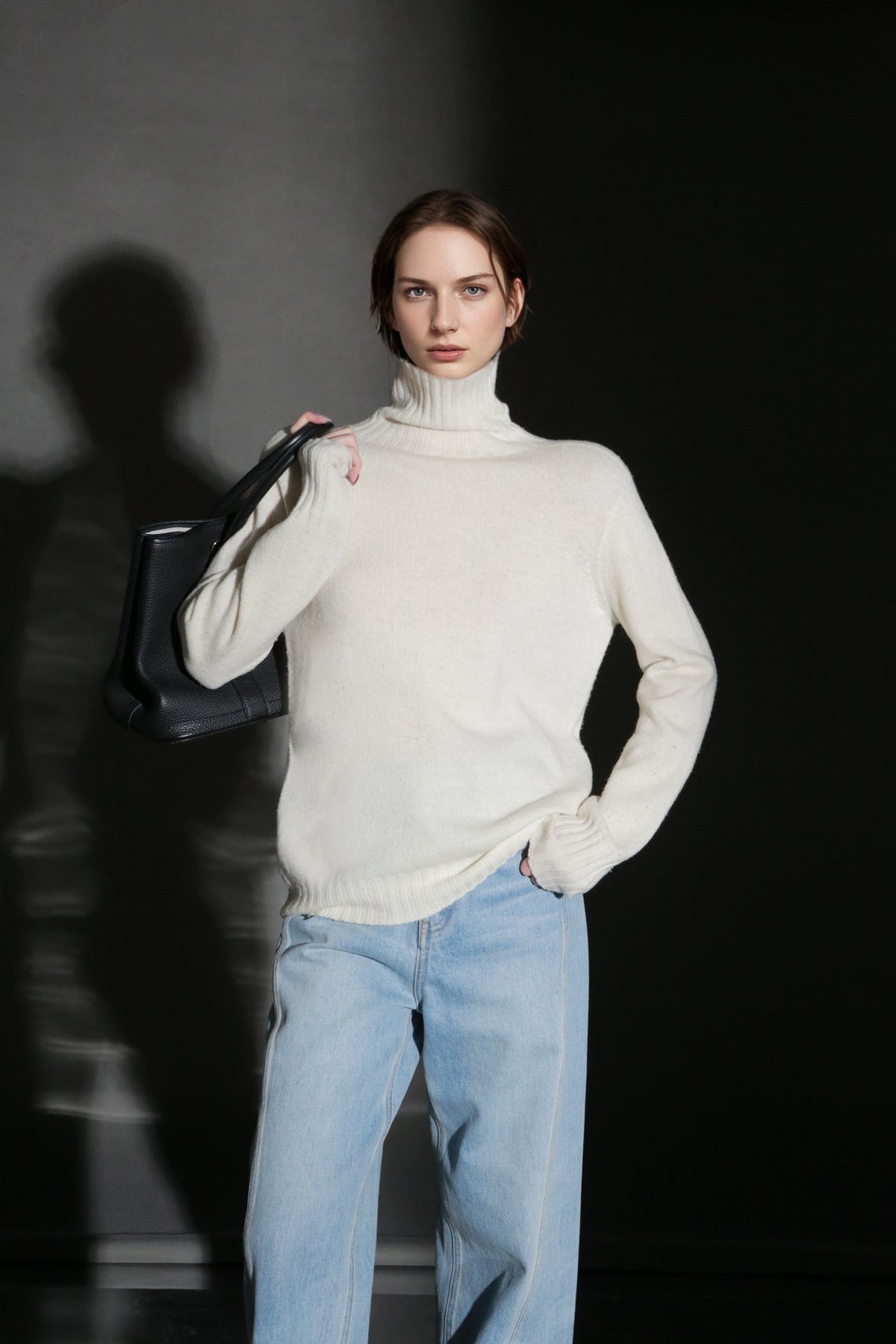 PIAOIN minimalist wool base layer women's turtle neck sweater top-GENA