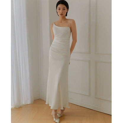 GOUDIN women's white suspender evening dresses-LON.