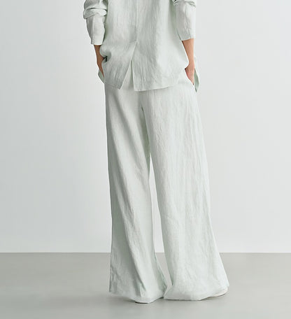COMME MOI women's light linen wide-leg pant suit set - MESSIAH.