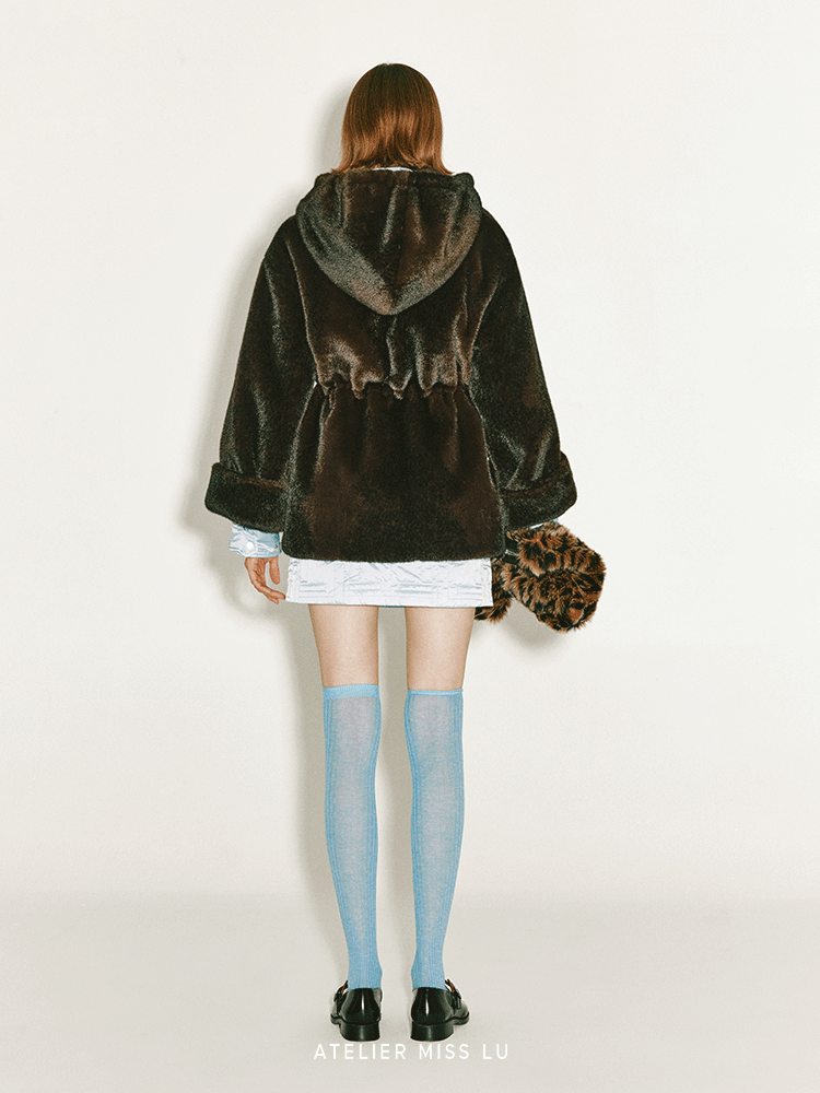 ATELIER MISS LU 4 Adjustable Faux Fur Zip-Up Hooded Jacket - SCOTT.