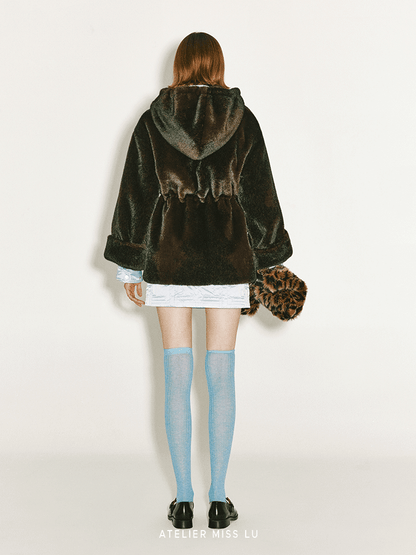 ATELIER MISS LU 4 Adjustable Faux Fur Zip-Up Hooded Jacket - SCOTT.