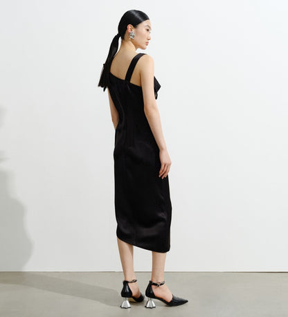 COMME MOI  women's black French asymmetric dress - JOSEPHINE.