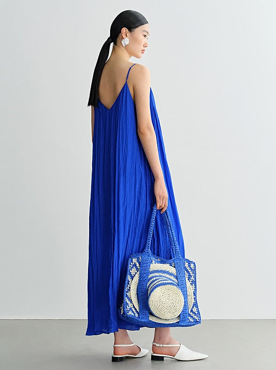 COMME MOI  summer new beach slip blue dress - PHILIP.