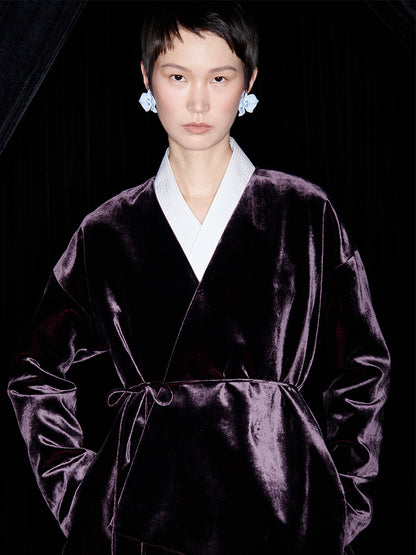 M essential Mackay designer fuchsia velvet jacket - silver