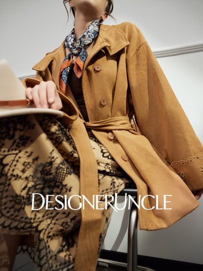 DGU "Vine Sand" coffee color short jacket new commuter versatile loose slimming retro top - Morgan.