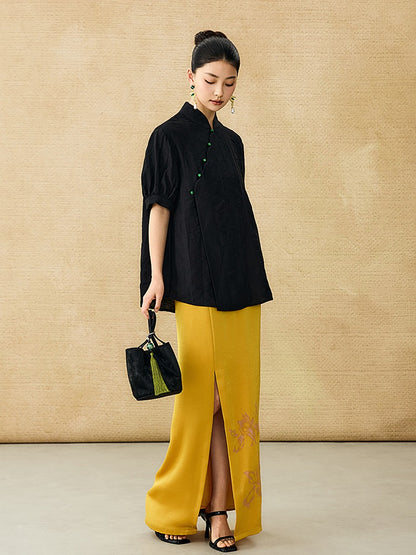 HECO Chinese style jacquard bubble summer silk cross-body top - PERFECT .