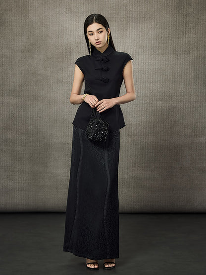 HECO Short Rose Sleeveless Mandarin Neckline Top - PRINCESS.