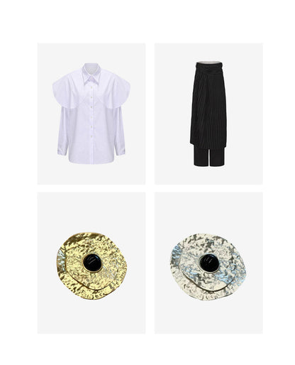ATELIER MISS LU Arc Cut Playfully Stitched White Shirt - ATLAS