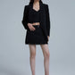 Unique Luxury high-end Womens' tassel sleeve statement black blazer suit sophisticated elegant