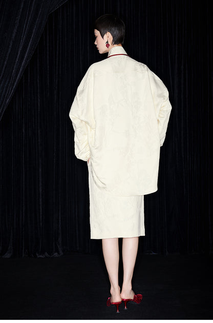 M essential Mackay designer cream collar silhouette shirt skirt - kans.