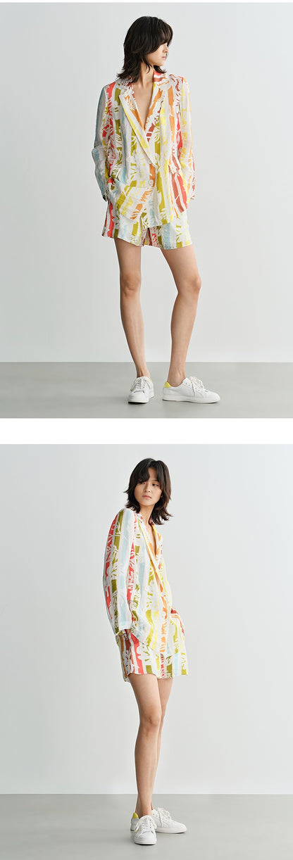 COMME MOI Lv Yan designer summer women's loose casual resort style printed shorts - CHARLOTTE.