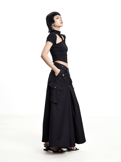 TINY IN black twisted cut-out women's summer cropped top-SIA