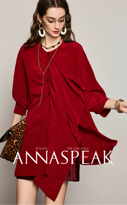 ANNASPEAK  ruffled  silk shirt-MAZO.