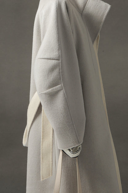 PIAOIN Women's Tweed Jacket Cashmere Long Coat-DAWN