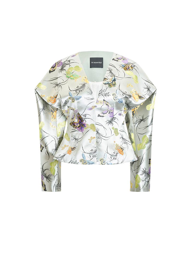 M essential Mackay designer Butterfly Beaded Waist Short Jacket - sake.