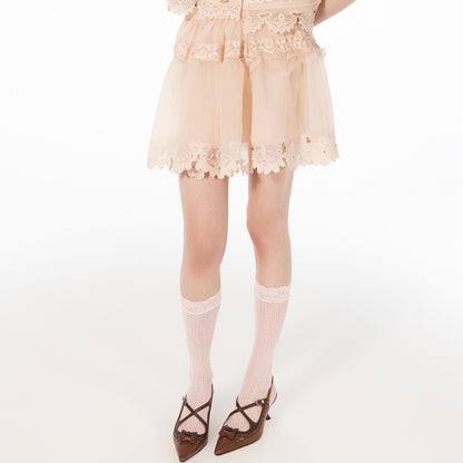 FAME hem drapery organza lace temperament short skirt- GWEN