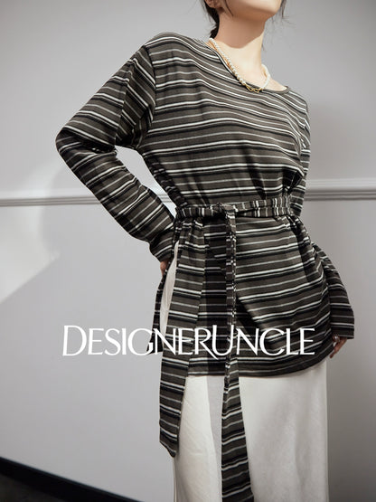 DGU "Flow Boundary" striped knitted sweater versatile fashion design top - NEAT.