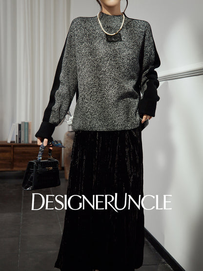 DGU "Night Weaving" Gray Sweater New Loose Lazy Style High-end Retro Versatile Jacket - Avery.