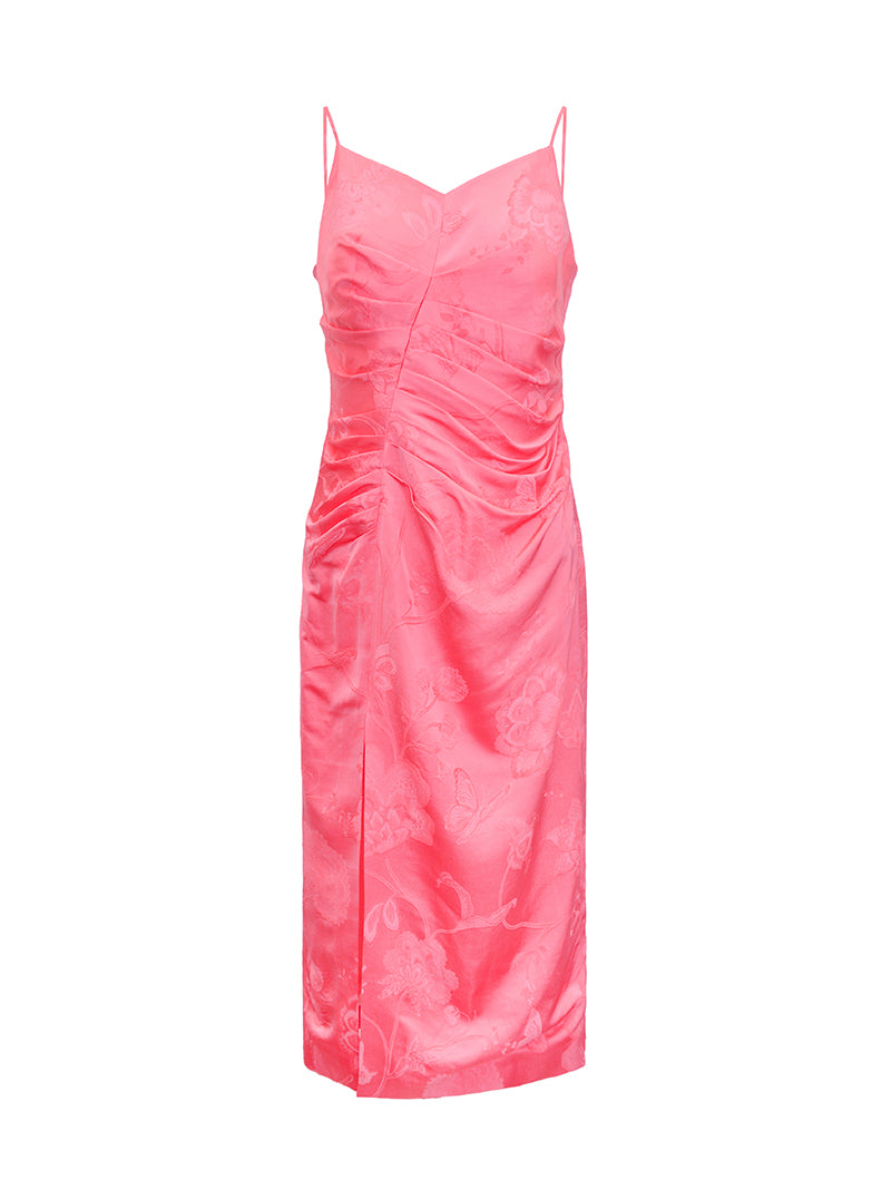 M essential Mackay designer lotus petal red jacquard tether folded loose shirt - BIRD.