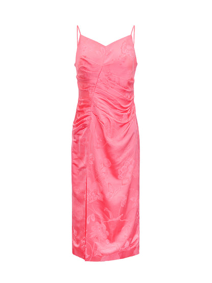 M essential Mackay designer lotus petal red jacquard tether folded loose shirt - BIRD.