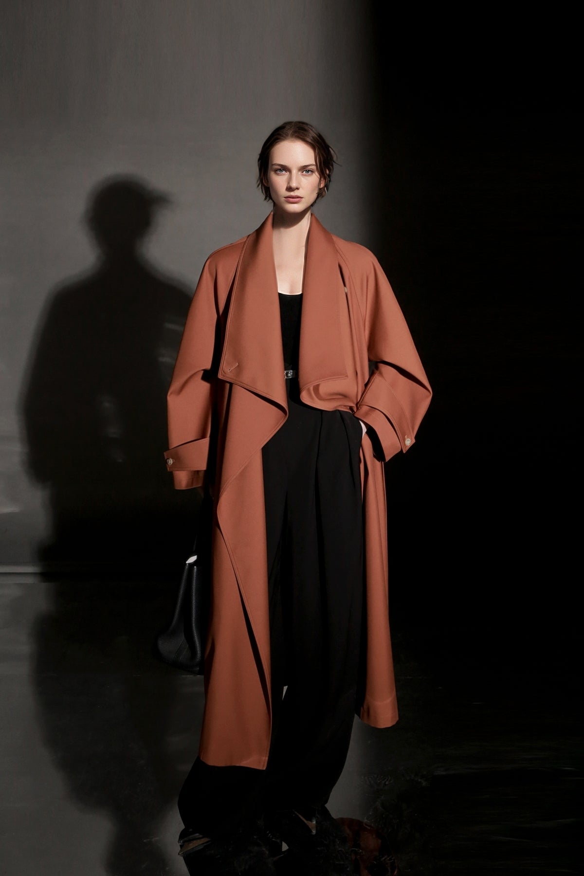 PIAOIN Haute Couture Large-lapel Silhouette Trench Coat Jacket -BECK