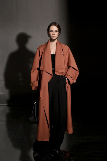 PIAOIN Haute Couture Large-lapel Silhouette Trench Coat Jacket -BECK
