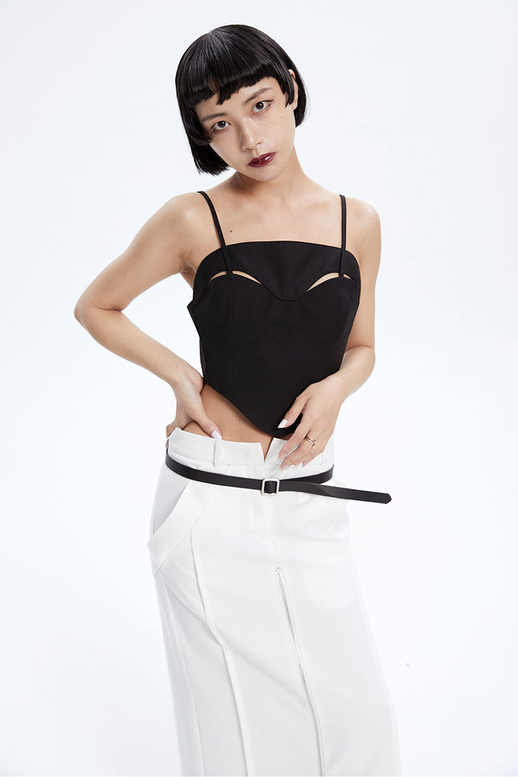 TINY IN Black Cutout Bandeau Strap Women's Versatile Top-FADA