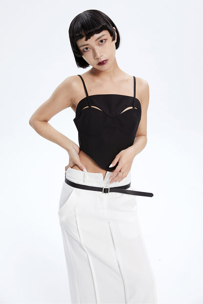 TINY IN Black Cutout Bandeau Strap Women's Versatile Top-FADA