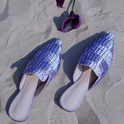 B-FEI Woven fabric pointed toe flat mules- POMI.