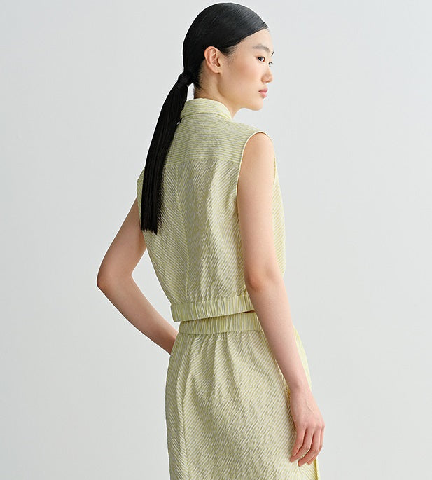 COMME MOI  sleeveless striped short shirt - TIMOTHY.