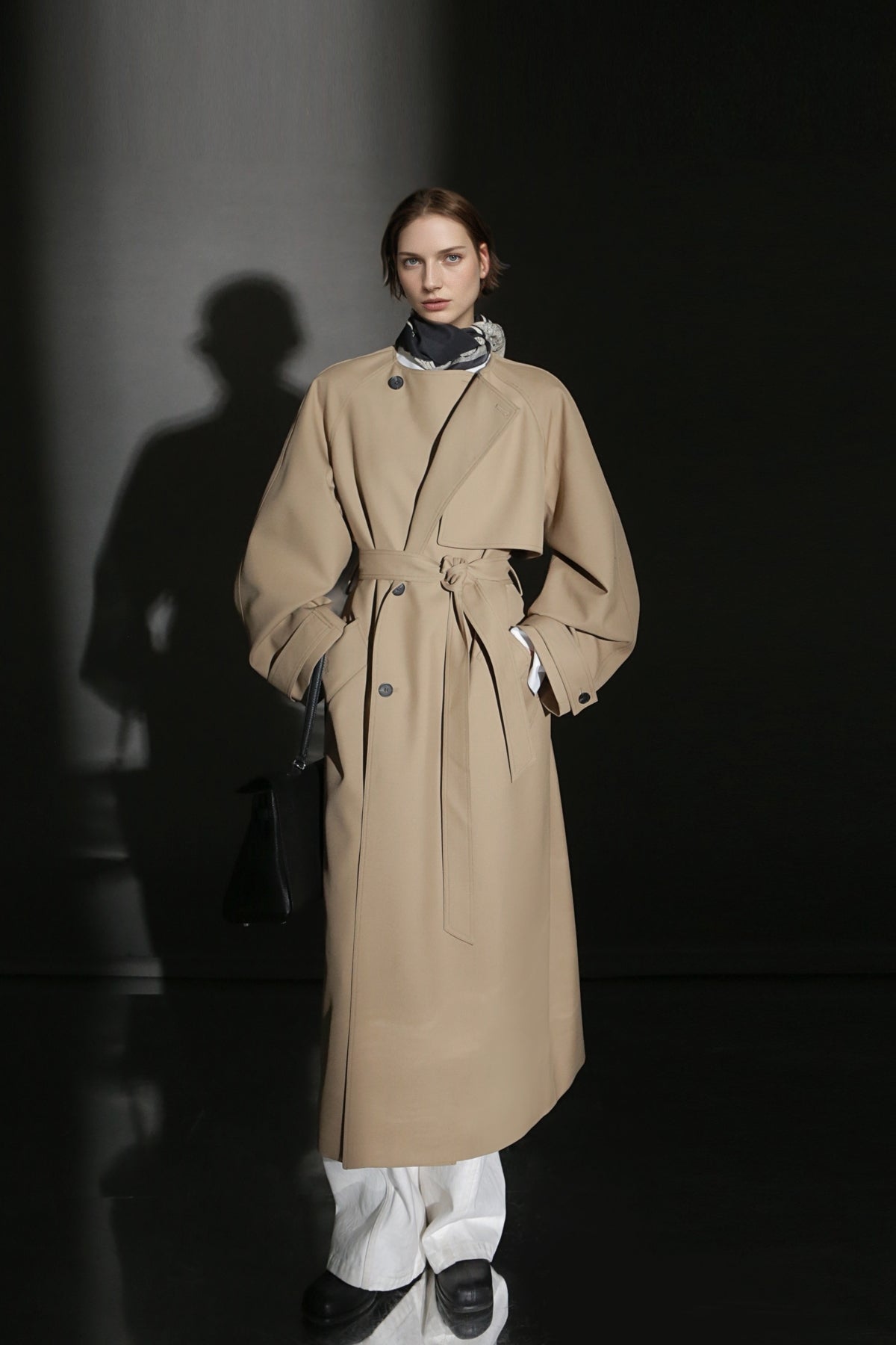 PIAOIN high-end wool relaxed round neck design old money windbreaker jacket -GINA