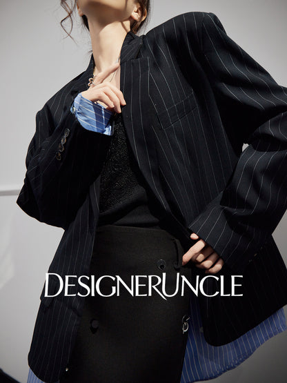 DGU "Deep World" dark blue loose blazer commuter versatile high-end top - Joseph.