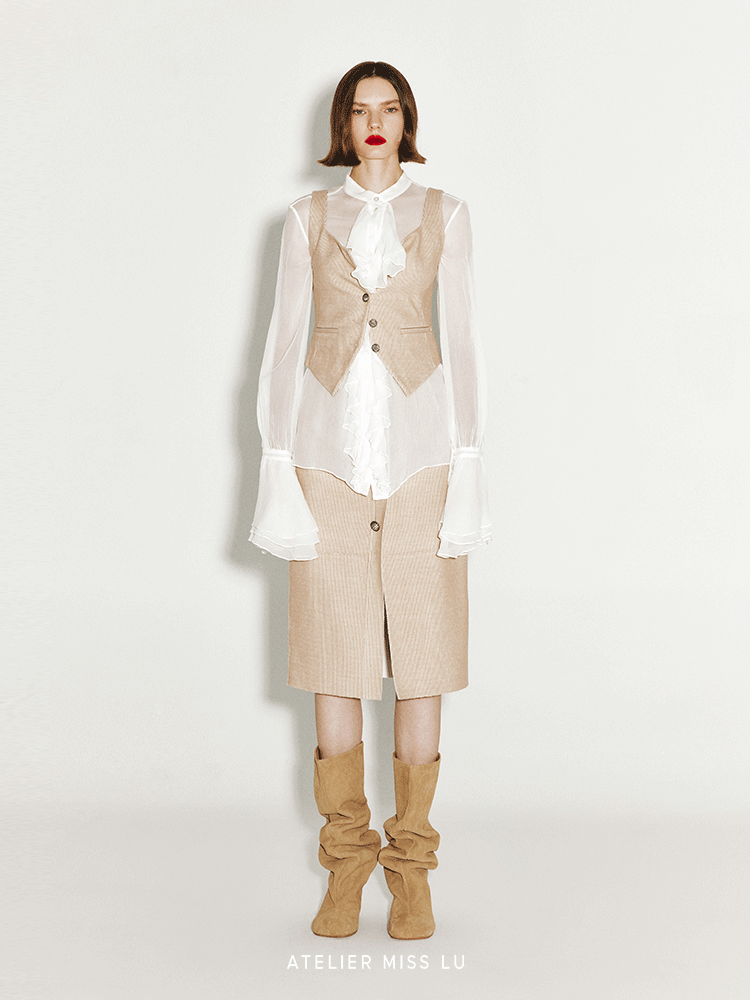 ATELIER MISS LU French wool corduroy waisted vest - STEVE.