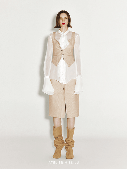 ATELIER MISS LU French wool corduroy waisted vest - STEVE.