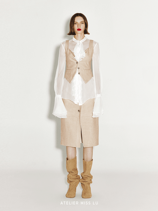 ATELIER MISS LU French wool corduroy waisted vest - STEVE.