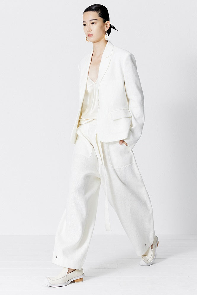 ZHUCHONGYUN white glossy V-neck suspender top--MORGIANA.