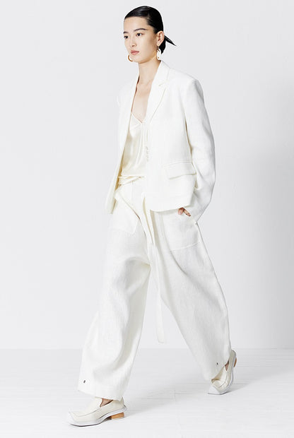 ZHUCHONGYUN white glossy V-neck suspender top--MORGIANA.