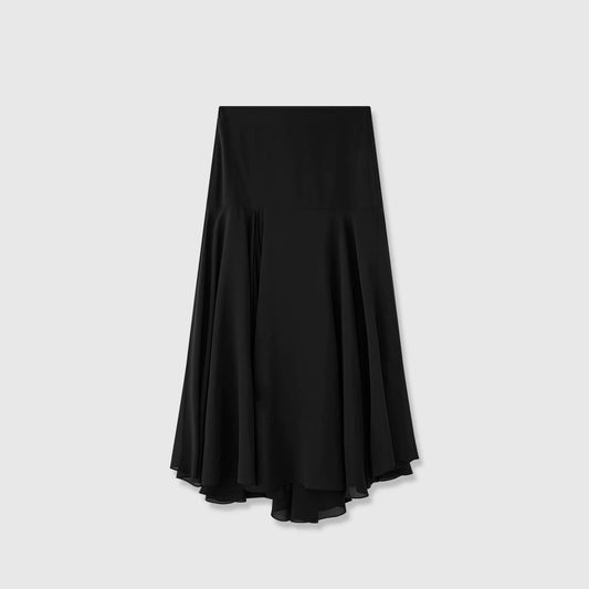 NOTHING WRITTEN crepe de chine + chiffon silk double-layered 2 pieces stitching irregular skirt-NORA.