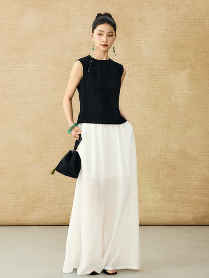 HECO Acetate High Waist Wide-leg Pants - TREY.