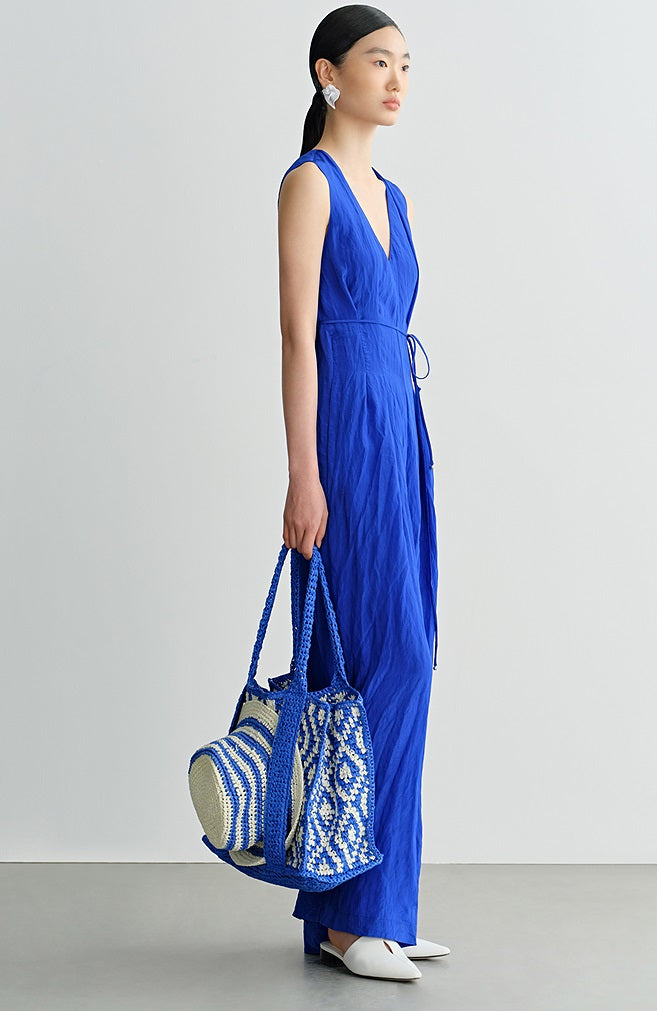 COMME MOI summer commuter V-neck wide-leg jumpsuit - QUINTUS.