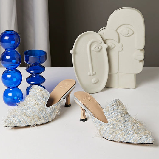 B-FEI heel mules pointed slippers-HAVI.